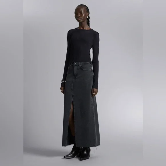 & other stories raw hem skirt